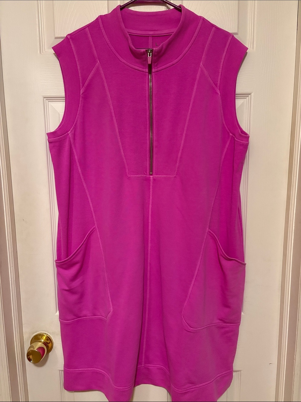 Lane Bryant Sleeveless Zip-Front Shift Dress in Bright Pink